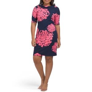 Trina Turk Olinda Floral Roll Neck Ponte Short Sleeve Mini Dress Size 6 NWT